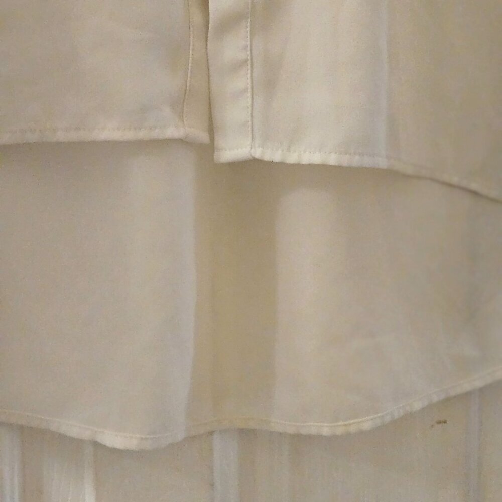 Chico's ivory creme long sleeve button down lace Work tunic blouse old money L - Picture 7 of 10